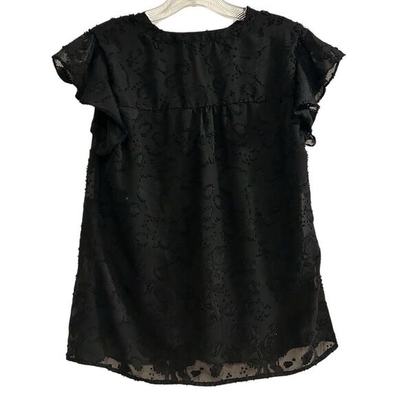 Elle Women's Black Flutter Sleeve Blouse Top Size S Casual Spring - Picture 12 of 15